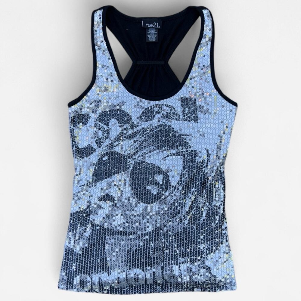 Rue 21 Vintage Y2K Punk Princess Sequin Racerback Tank Top